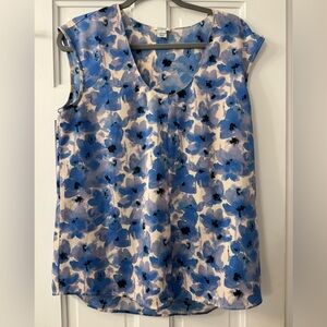 J. Crew Blue and White Floral Blouse